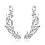 TEMICO CZ Angel Wings Ear Cuffs Climber Earrings Sweep up Ear Wrap Pins Crawler Earrings for Women