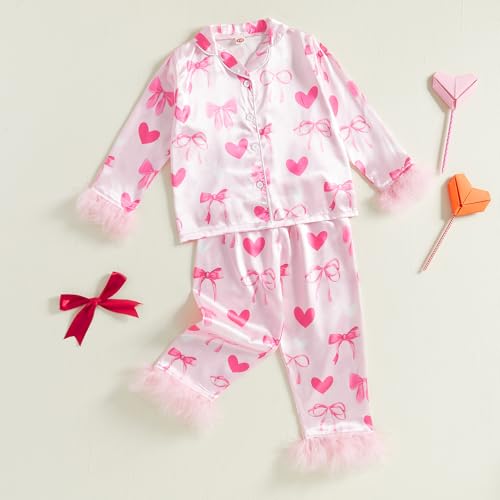 Kuriozud Toddler Kids Girl Easter Satin Silk Pajamas Little Girl Long Sleeve 2 Piece Pajama Set Summer Nightgown Pjs3