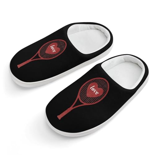 Love Tennis Cute Cotton Slippers Anti-slip House Shoes Funny Slipper Indoor Outdoor