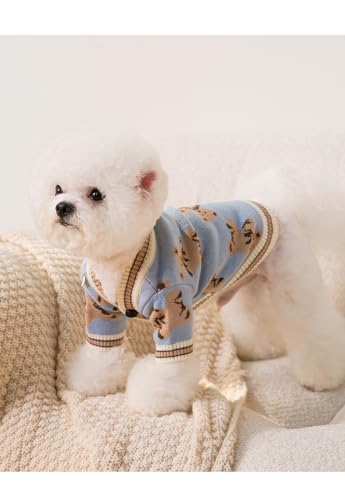 Hundepullover Valentinstag Hundepullover Kleine Hunde Strick Hundekleidung Bär Pullover Hund Hundepulli Strickjacke Katzenpullover Hundes Kleidung Welpenpullover Mantel für Kleine (Blau,XXS)
