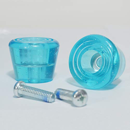 VNAKER PU Rubber Roller Skate Toe Stoppers 1 Pair with Screws (Blue