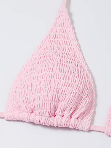 SweatyRocks Women's 2 Piece Triangle Bathing Suit Halter Top ​Tie Side Thong Bikini Swimsuits3