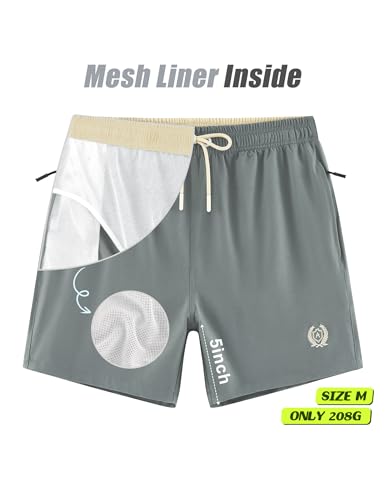 APTRO Mens Swim Trunks 5 inch Board Shorts Quick Dry Bathing Suits with Mesh Lining Beach Swim Shorts with Zipper Pockets2