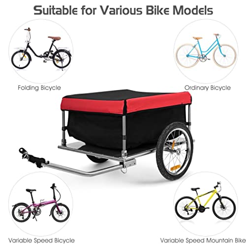 COSTWAY Folding Dog Bike Trailer, TwoWheel Bicycle Wagon Cargo with