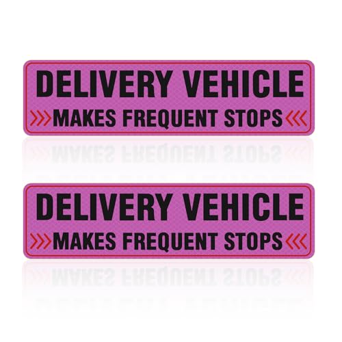 Image of 2PCS Delivery Driver Magnet for Car,Reflective Frequent Stops Car Magnet for Clear Identification,Anti-Water Delivery Sign for Cars Accessories Fit for Deliveries Professionals (Pink)