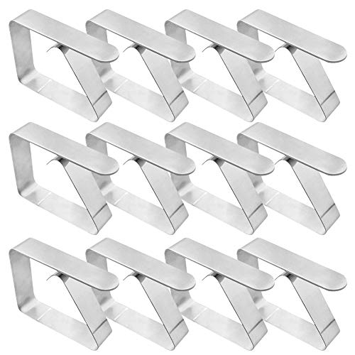 Tablecloth Clips,12 Pack Stainless Steel Table Cover Clamps Holders for Outdoor Picnics Marquees and Weddings