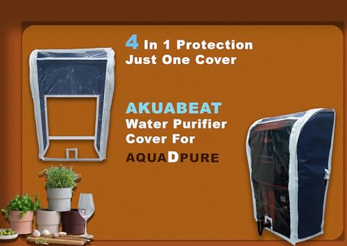 Image of Water Purifier Cover Compatible with Aqua D Pure RO+UV+UF+Copper Alkaline - Blue PVC with Transparent Front & White Border | Waterproof & Dustproof (51x41x15 cm)