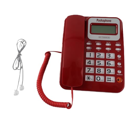 Téléphone filaire Denash rouge anti-bruit avec grand écran pour appels professionnels