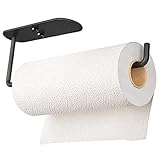 SERIJUTT Self Adhesive Paper Towel Holder - Under Cabinet Napkin Roll Holder for Kitchen Stick on Wall, SUS304 Brushed Stainless Steel Black