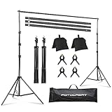 FOTOCREAT Backdrop Stand 6.5x6.5ft Adjustable Photo Studio Background Stand Support Frame Heavy Duty Photo Backdrop Stand Kit for Parties Wedding With 3 Crossbars 4 Backdrop Clamps,2 Sandbags Carrybag