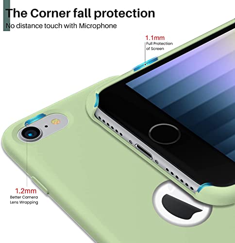 Image of VONZEE Liquid Silicone Soft Back Cover for iPhone 7 Case, Shockproof Slim Camera & Full Body Protection Non Yellowing Cover with Microfiber Lining & Logo Cut (4.7 Inch) -Matcha Green