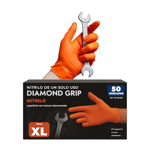 general merchandising Talla XL || Guantes de Nitrilo Naranjas || Sin Polvo, Ambidiestros y de Un Solo Uso || Resistentes y Antideslizantes || Ideales para Uso Médico, Industrial y Doméstico