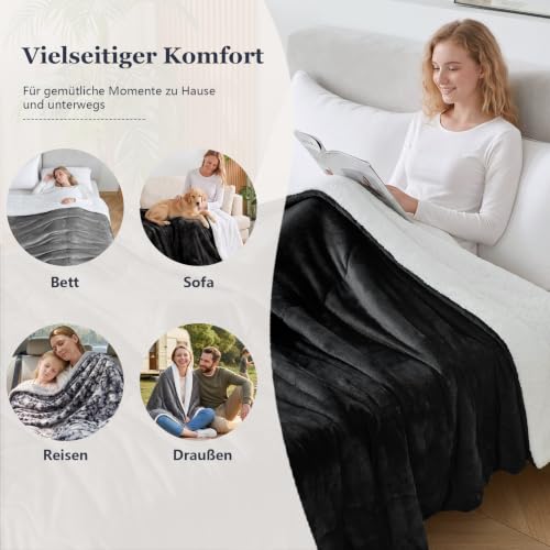 CHOSHOME Kuscheldecke Flauschig Sherpa Decke - Dicke Wolldecke, Weiche – Ansicht 4