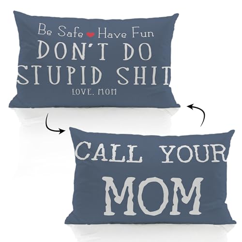 ZJSYXXU Call Your Mom Navy Blue 12 x 20 Pillow Cover Funny College Dorm Decor Decorative Pillowcases Cushion Cover Decor for Couch Sofa Living Room Graduation Gifts for Daughter Son