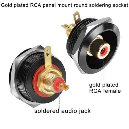 Conector RCA hembra con rosca y montaje fijo chapado en oro miniatura 2