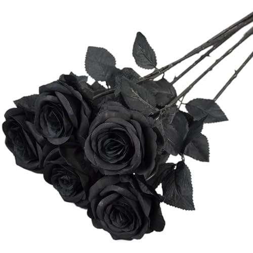 Rosas negras artificiales de aspecto real para centros de mesa de salon 2