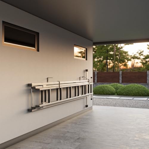 QLS Universale Wandhalterung für Leiter aus Stahl Abschließbar Schwarz