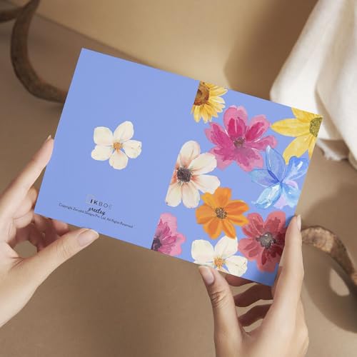 IKBOE Greetsy Set of 12 Floral Bloom Greeting Cards | Foldable Notecards Cards with Envelopes | Thank you, Appreciation, Gratitude, Birthday, Anniversary, Festive Wishes | 3 Inch x 4.25 Inch