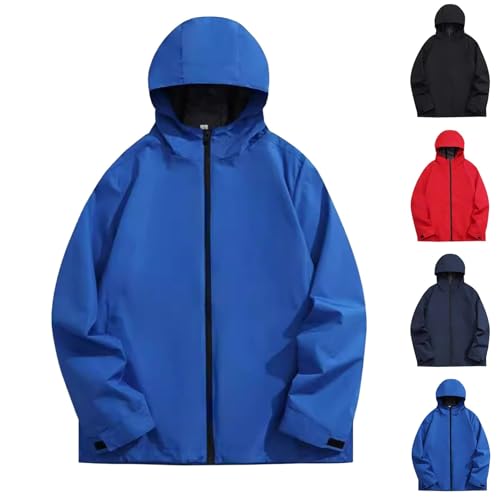 Giacca Impermeabile per Uomo,Sottile Antivento Giacche a Vento Cerniera Integrale Cappotto con Cappuccio,Maniche Lunghe Giubbotto Caldo Autunno Inverno Giacca Sportivo Abbigliamento da Lavoro