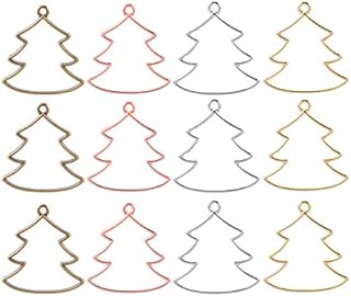 HEALLILY 20pcs Christmas Tree Open Bezel Charms Uv Resin Pendant Back Blanks for Resin Earrings Necklace Bracelet Holiday Jewelry Making Accessories