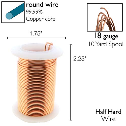 Image of The Beadsmith Wire Elements 18-Gauge Lacquered Tarnish-Resistant Copper Wire for Jewelry Making, 10 Yard, 9.14 Meter Spool