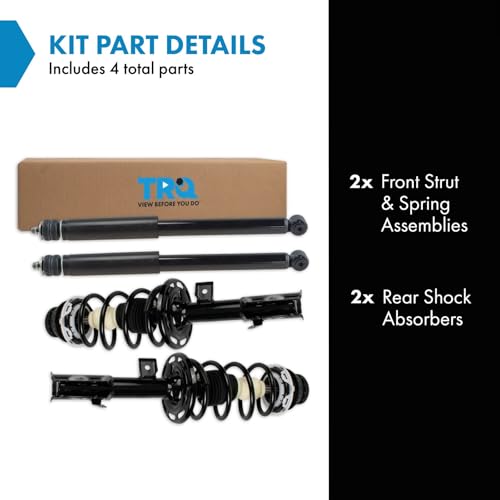 Image of TRQ Front and Rear Complete Strut Assembly & Shock Absorber Kit Complete Strut & Coil Spring Assembly Compatible with 2007-2008 Honda Fit