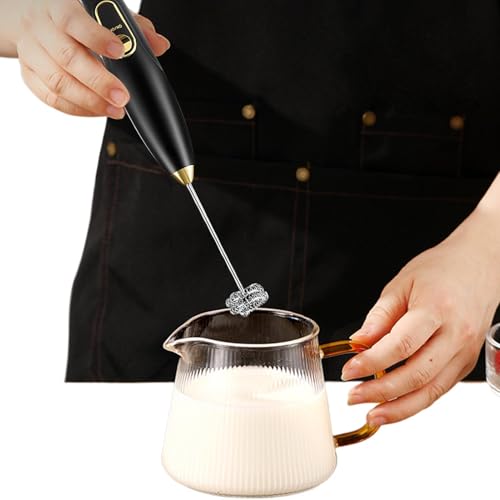 電動泡立て器メーカー、充電式ハンドヘルドドリンクミキサー、7.5x15x4.2cm、ポータブルミルク泡立て棒、3速ステンレススチール攪拌機、ホームカフェレストラン用高速ブレンドツール