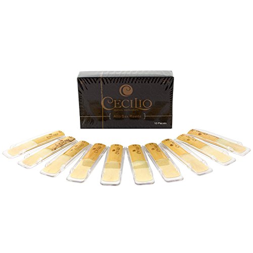 Cecilio Alto Saxophone Reeds 2.5 – 10 Pack with Individual Plastic Cases – Perfect for Novice and Experienced Saxophonists