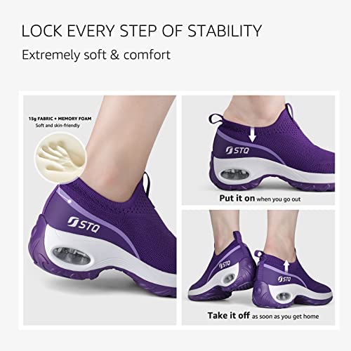 Stq Slip On Women Walking Shoes Breathable Sneaker Cushion Gym Modern Dance Shoes Purple Us 7 #TOP3