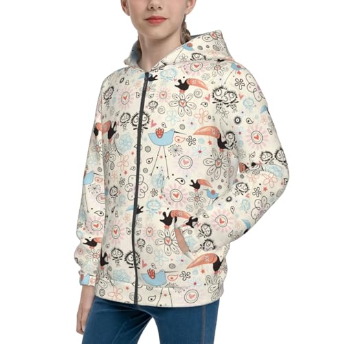Funniest Birds Kid Hoodies Boys Zip Up Sweatshirts Girls Pullover with Pocket