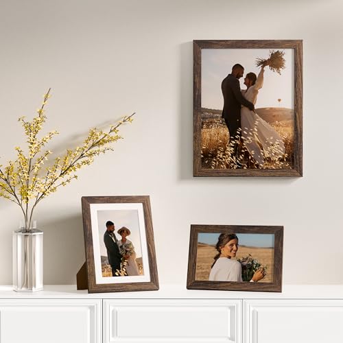 Image of Vittanly 12 Pack Picture Frames Collage Wall Decor for Mounting or Tabletop Display, Gallery Wall Frame Set for Family, Multi Sizes Including 4pcs 8x10, 4pcs 5x7, 4pcs 4x6, Brown