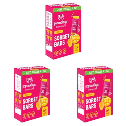 Pops Malaya Freeze-at-home Sorbet Bars - Mango 6x45ml (Pack of 3) - Pack of 3