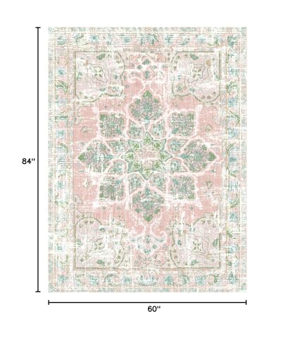 Tapete decorativo boho 5x7 rosa lavado miniatura 2