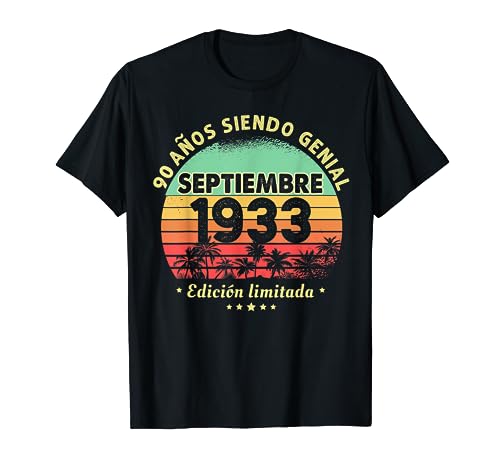 90 Años Cumpleaños Regalo Septiembre 1933 Septiembre 90 Años Camiseta