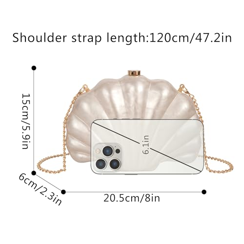 Image of Women Seashell Evening Bag Purse Mermaid Chain Strap Clutch Handbag Shoulder Bag | Seashell