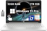 HP 15.6" FHD Touchscreen Business Laptop, Intel i7-1255U, 32GB RAM, 1TB PCIe SSD, Intel Iris Xe Graphics, Num Pad, Webcam, Windows 11 Pro, Natural Silver, 32GB Hotface USB Card