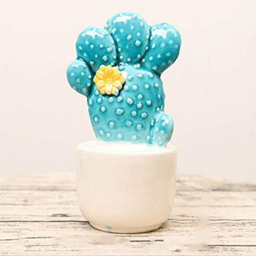 FuQingShiLongShanYuHuaShiPinDian Creativa de cerámica Planta de Cactus decoración decoración del hogar (Flor Chumbera Azul) (Color : Cactus Blue)