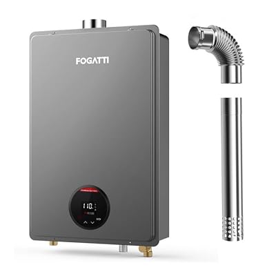 FOGATTI Natural Gas Tankless Water Heater - Indoor Installation Up to 7.5 GPM, Gray Instant Hot Water Heater Bundle with Vent Kit