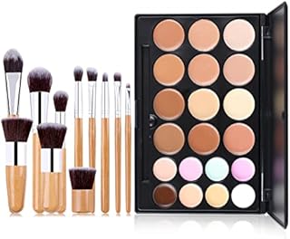 Joyeee Cream Contour Palette, 20 Colors Concealer Palette, Colour Corrector Palette, Camouflage Makeup Contouring Foundation Kit with 11pcs Bamboo Brushes Makeup Brushes