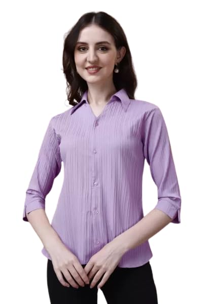 Image of ROYALICA Women Tops Womens Regular Fit Striped White Colour Cotton Blend Casual Shirt