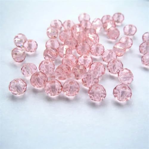 Isywaka - Cuentas de cristal facetadas de Austria, 50 unidades, espaciadoras sueltas, redondas, para fabricación de joyas, color rojo oscuro, 4 x 6 mm, color rosa