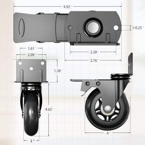 Image of Apllamo 4 in Side Mount Plate Caster Wheels Heavy Duty 1200 LBS