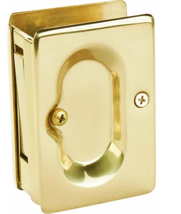 Emtek Pocket Door Privacy Lock Set (Unlacquered Brass)