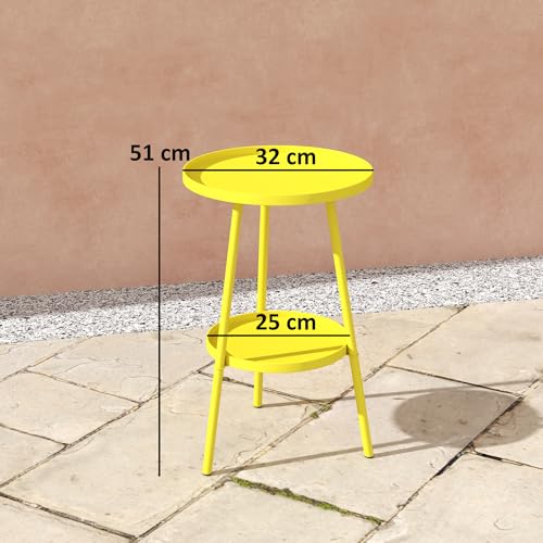 Table de jardin ronde Outsunny jaune petite table d'appoint pour balcon - 4