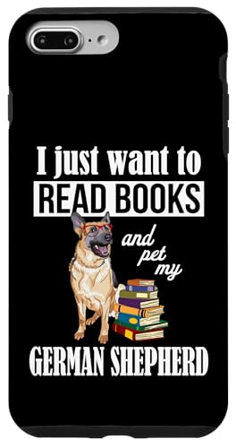 Mens Womens Kids Cute Read Books Dog Lover German Shepherd �X�}�z�P�[�X iPhone 7 Plus/8 Plus �p
