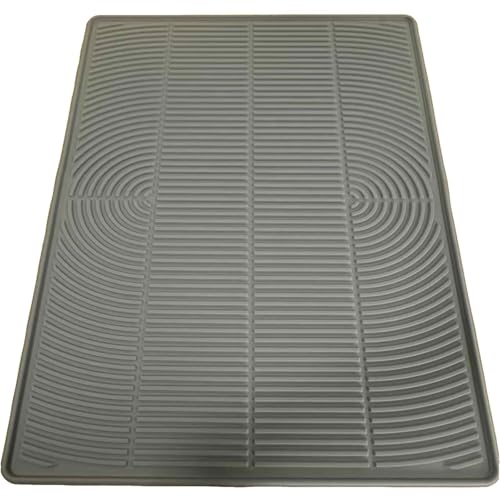 Cat Litter Mat Litter Trapping Mat, 40' x 28' Silicone Litter Box Mat Large, Non-Slip Cat Mat for Litter Boxs, Easy Clean Pet Food Mats for Floor Dark Grey