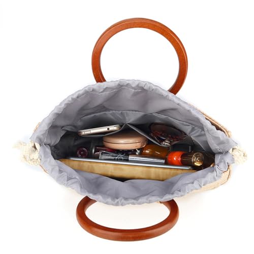 MYSNKU Summer Straw Tote Bag for Women Large Woven Beach Bag Handmade Straw Handbag for Travel Holiday4