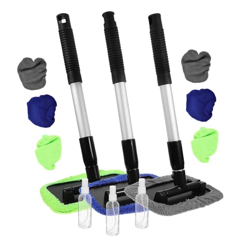 Kit de nettoyage vitres voiture Vaguelly raclette télescopique pare-brise et rétroviseur