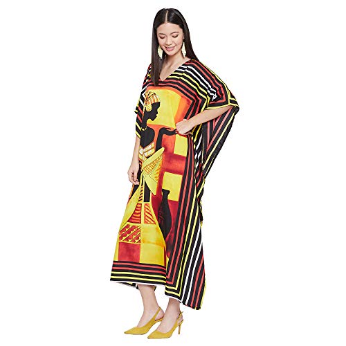 Image of Oussum Plus Size Kaftan Dresses for Women, Polyester Summer Caftan Cover Up Maxi Beach Dress, 1X-3X