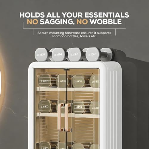 Image of Freshmage Bathroom Cabinet with 2 Doors - Wall Mounted Storage Cabinet for Bathroom Essentials, Skincare & Makeup | Bathroom Shelf & Organizer Cabinet for Home, 3 Layer (White)
